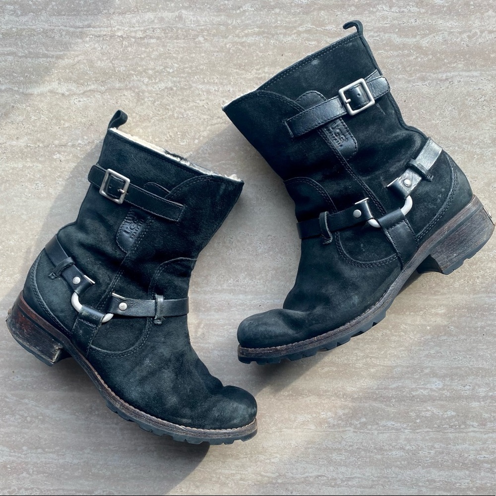 CLOSET CLOSING UGG Endell Suede Moto Harness Lug Boots
